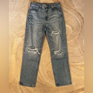 American Eagle Mom Straight Leg Ripped Jeans